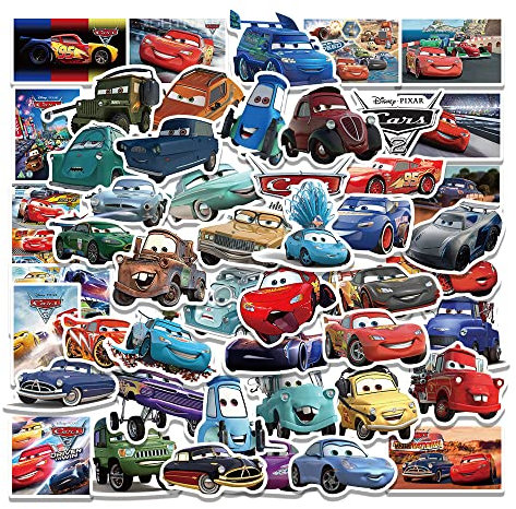 50 Pcs Cars Stickers for Laptop, Bumper, Skateboard, Water Bottles, Computer, Phone, Guitar, Cartoon Stickers for Kids Teens Adult