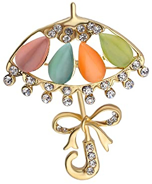 Jolie Broche En Forme De Nœud Papillon En Forme De Parapluie Avec Oxyde De Zirconium Et Diamant Coloré - Décorations En Tissu - Accessoires De Robe - Bijoux Pour Femmes Et Filles