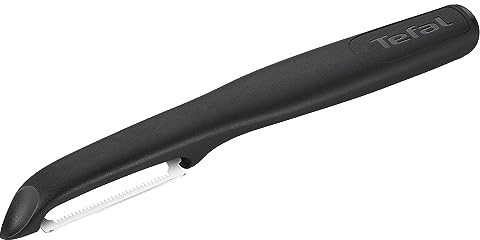 Tefal K27314 Colorfood Sparschäler 17 cm | doppelgezahnte Klinge | deutscher Edelstahl | vielseitig | ergonomischer Griff für Rechts- und Linkshänder | Schwarz