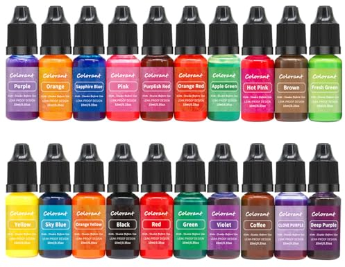 Ronoza 20 Stück Kerzenfarben, Kerzenwachs Farbe, Kerzenwachs zum Gießen, Kerzen Farbe für Sojawachs, Bienenwachs, Paraffinwachs, Gelwachs (je 10 ml)