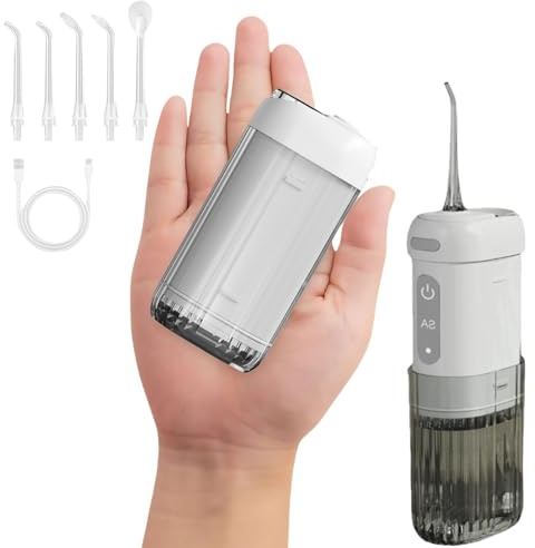 Luonaa Water Flosser for Teeth, Portable Oral Irrigator with 4 Modes, 5 Flossing Tips, 200ML Telescopic Water Tank, IPX7 Waterproof, Rechargeable Cordless Plaque Remover for Teeth for Home & Travel