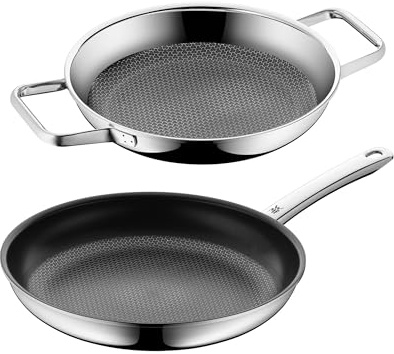 WMF Set 2-teilig Profi Resist Wabenpfanne 24cm und 28cm, Servierpfanne Induktion, für alle Herdarten geeignet, Mehrschichtmaterial beschichtet, Wabenstruktur, Edelstahlgriff, backofenfest