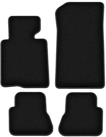 Wielganizator Velours Fußmatten passend für BMW 3 E46 (2000-2007) | Qualität: Basic - Genaue Passform, rutschfeste Untregrund 4-teilig - Schwarz