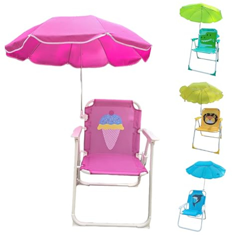 Genérico Silla De Picnic Infantil con Sombrilla, Sillas De Exterior con Sombrilla, Muebles De Jardín para Niños Pequeños, Bancos Plegables Portátiles, Asiento De De Viaje para Patio