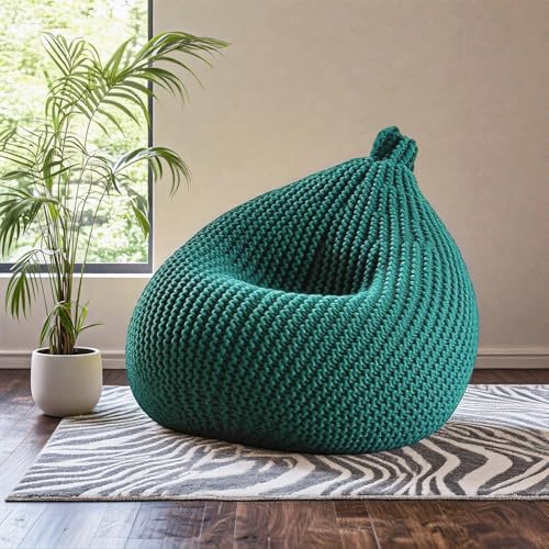 KBZSlyn Housse de Pouf Poire (sans Rembourrage) Tricotée Housse de Pouf Chaise Longue for Adultes Repose-Pieds for Salon, Chambre à Coucher(Dust Green)