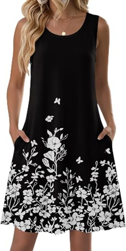 Zeagoo Women's Dresses Black Floral Hawaiian Dress Summer Vocation Dress