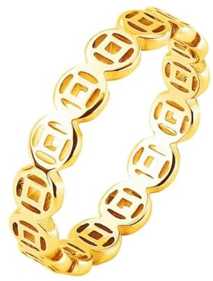Tsophreniq Anillos de cinco emperadores de dinero, monedas de cobre hueco, estilos étnicos, índices, dedos, joyas, regalos de cumpleaños, índices para hombres y mujeres, Gold, como se describe, como