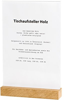 Tischaufsteller Holz, Eiche geölt, für DIN A5