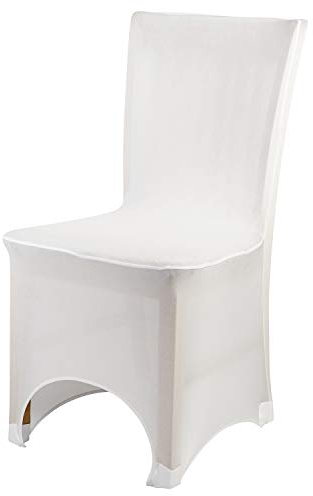 Covering All Occasions Stretch Fit Chair Cover for Dining Room | Arched Fronted | White Black Ivory (10pcs, White)