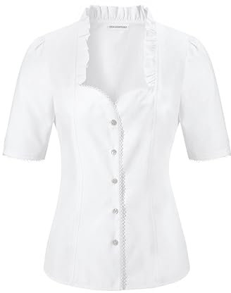 Stockerpoint Damen Clarissa Trachtenbluse, Weiss, 42