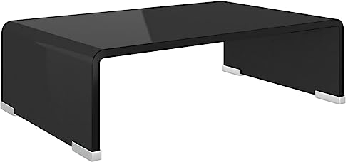 vidaXL TV-Glasaufsatz Tisch Monitor Erhöhung Glasbühne Podest Schwarz 40x25x11cm