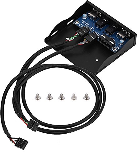 Bewinner Pannello Frontale Multifunzionale, Usb2.0 HD-Audio Pannello Frontale Floppy da 3,5 9Pin a 2 Interfaccia Usb2.0 con Spina Audio Mic, Costruzione in Metallo Resistente, Resistente all'Usura