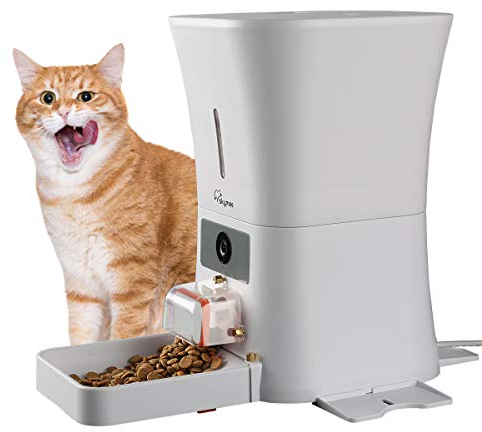 SKYMEE 8L Smart Automatic Pet Feeder Food Dispenser for Cats & Dogs - 1080P Full HD Pet Camera Treat Dispenser with Night Vision and 2-Way Audio, Wi-Fi Enabled App for iPhone and Android(AI-B20 Pro)
