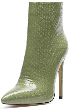 Castamere Botas Cremalleras Mujer Tacón de Aguja Botines Tacón Alto 12CM Verde Pu Zapatos EU 37