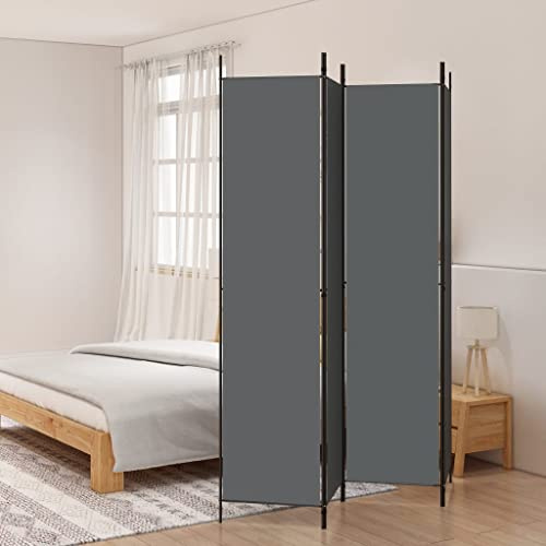 WIFESE Biombo de 4 piezas, color antracita, 200 x 220 cm, de tela, separador de ambientes, moderno, separador de ambientes, para interior, balcón, privacidad, terraza, vestidor privado, para