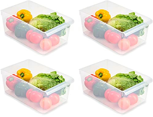 Acan Tradineur - Pack de 4 Cajones organizadores para frigorífico Nº 14 - Fabricado en Polipropileno - Recipiente de Polipropileno Transparente - 15 x 23 x 37 cm