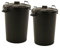 2 PACK - LARGE BLACK GARDEN DUSTBIN- 90L REFUSAL HEAVY DUTY PLASTIC WASTE BIN WITH CLIP LID