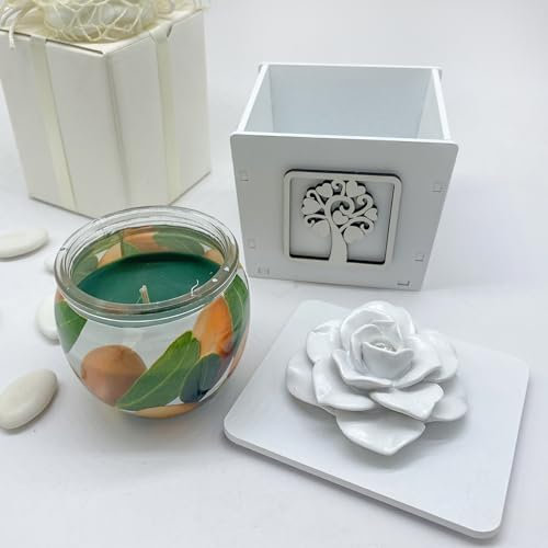 Doni Bomboniere Matrimonio Candela Profumata con Portacandela Bianco Idea Regalo Candele Anniversario Prima Comunione Santa Cresima Oggettistica Partecipazioni Utili 50° 25° Idee Originali Economiche
