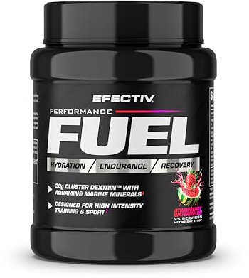 EFECTIV Performance Fuel - Strawberry Watermelon - Carbohydrate and Electrolyte Energy & Hydration Powder - Supports Hydration, Endurance & Recovery with Aquamin & Added Electrolytes - 25 Servings