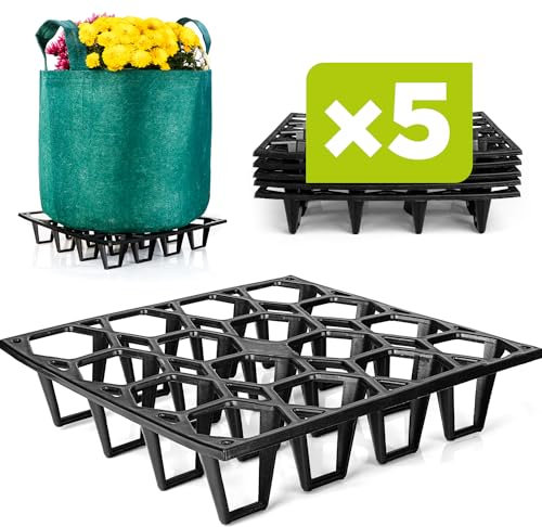 Cannrise Pot Holder Plant Stand – 5-Pack Plant Spacers for Pots and Growing Bags – Large Capacity Outdoor Plant Stand for 75kg Large Pot – Polypropylene Flower Stand Improves Drainage, Aeration