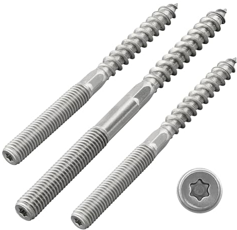 Lot de 20 vis à double filetage - Avec entraînement Torx (TX) - Acier inoxydable A2 / V2A - Vis à double filetage - Vis à bois (M8 x 50 mm, 20 pièces)