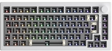 Akko 5075B ISO Barebone-Tastatur-Kit, 2,4 GHz/BT5.0/kabelgebundene mechanische Tastaturbasis, VIA-programmierbar, Hot-Swap-fähiges Tastatur-Kit, 4500-mAh-Akku für Windows/Mac (ISO-Layout, Weiß)