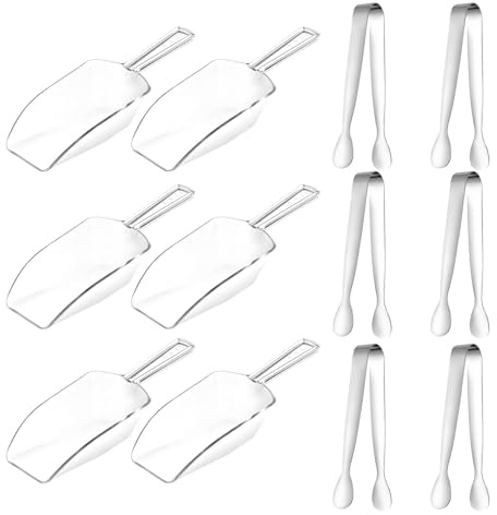 12 PCS Ice Scoop Set, Sweet Scoops Ice Tongs Sweet Tongs for Pick Mix Scoops for Food, Thicken Scoop Rstaurants Cafes Dessert Parties Versatile Camping Utensils