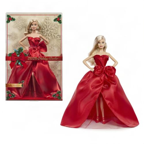 Barbie Signature 2026 Collectible Holiday Doll and Doll Stand