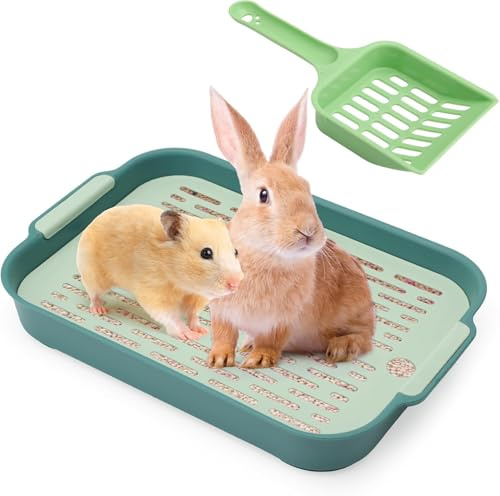 XRVRILE Vassoio WC per conigli, conigli, toilette per conigli, lettiera per gatti, piccolo angolo per piccoli animali, conigli, porcellini d'India (verde-piccolo)