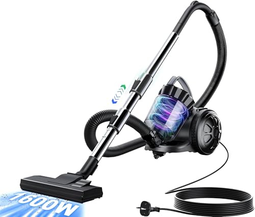 OYLCDI Beutelloser Bostaubsauger ohne Beutel,1600W Staubsauger|70dB|Bodenstaubsauger|HEPA Filter Bodendüse für Parkett,Teppich,Fliesen,leistungsstarker Staubsauger mit 5m Kabel=13m Aktionsradius 2,2L