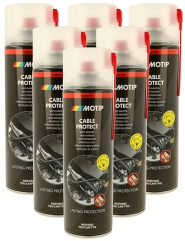 MOTIP Repellente Martore Spray, Protegge Cavi e Tubi, Film Trasparente e Vischioso, Inodore, Lunga Durata, 6 pezzi