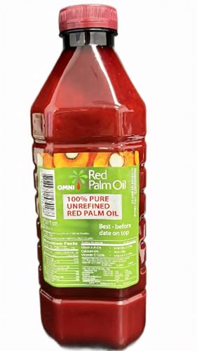 Omni Red Palm Oil 2 Liter (67.63 fl Oz) – Authentic Red Palm Oil – Unrefined, Rich Color & Traditional Flavor – Ideal for African & Caribbean Cooking