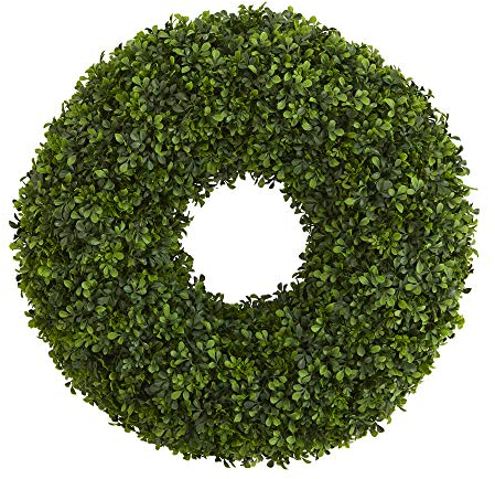 Nearly Natural 28in. Boxwood Artificial Wreaths, Green