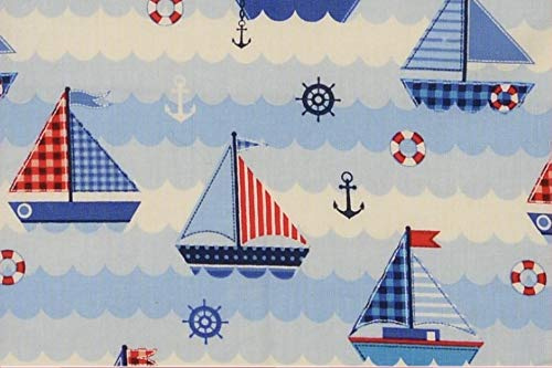 Fabrics-City MARITIM världen BAUMWOLLDRUCK bomullstyg patchwork Boot ankare vatten, 5038
