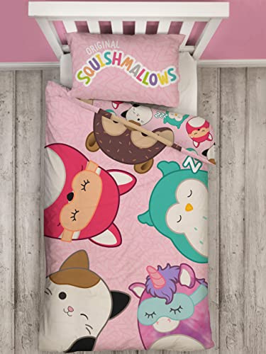 Squishmallows Täckeset I Vändbart Enkeltäckeset I Barnsängkläder Med Matchande Kuddfodral