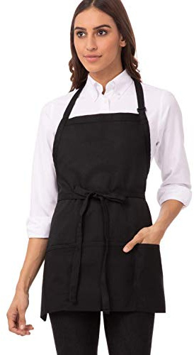Chef Works Unisex Three Pocket Apron, Black, Plus Size