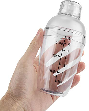 GraSky Coctelera anticorrosión de Resina de PC Transparente de 300 ml: Botella coctelera de Barra Duradera de 17 cm