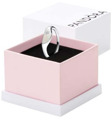 PANDORA ME Halbierter Emaille Siegelring aus Sterling Silber mit Zirkonia Steinen, Größe: 56, 193325C01-56