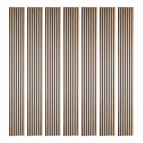 Lot de 7 Panneaux tasseaux bois 250 x 30 x 2 cm - décor chêne clair fond noir - 5,25m²