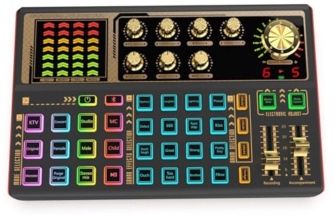 Changeur de Voix de Carte Son en Direct, Effets Sonores de Table de Mixage Audio Portable, Cartes Son Externes pour L'enregistrement en Streaming en Direct et les Jeux