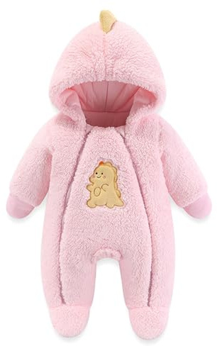 WYTbaby Baby Snowsuit Fleece Winter Snowsuit Warm Baby Romper With Hood for Toddler Boys Girls 9-12 Months