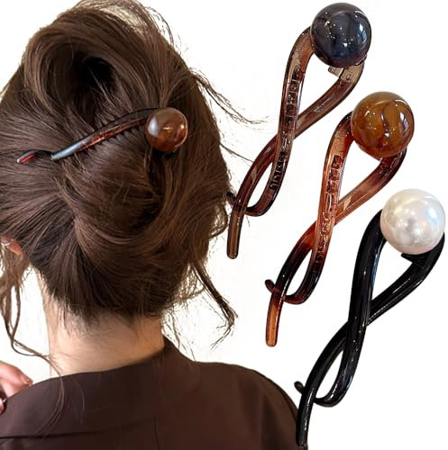 3pcs Elegante Perle Französische Haarnadel Banana Clip Haarspangen Damen Haarklammer Groß Haarklammern Französisch Haarnadeln Bananenspange Haare Claw Clip Haarpin Hairpin Hair Clip Hair Accessoires