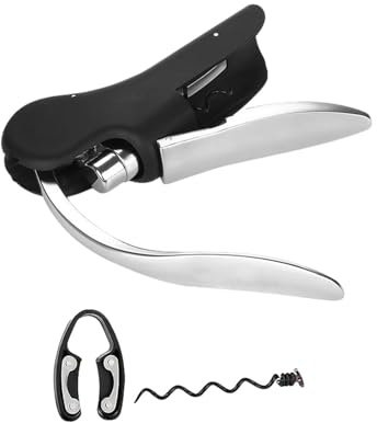 Fogukier Sacacorchos clásico de palanca vertical | Sacacorchos ergonómico de palanca vertical - Herramientas manuales para barra y vino con tornillos extra antiadherentes y cortador de papel de