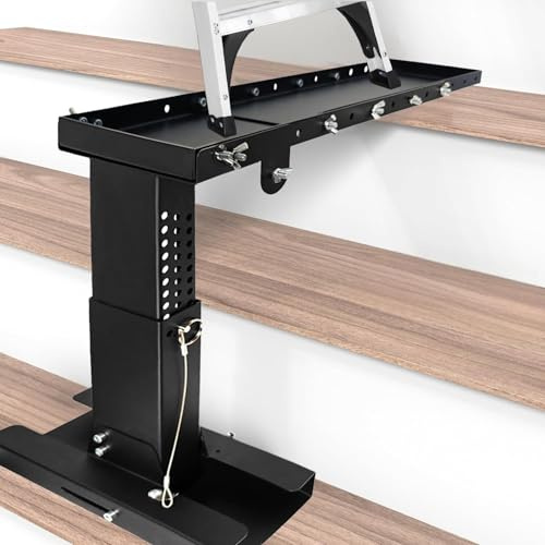 Heavy-Duty Ladder Extender Pro, High Strength Ladder Stabilizer for Stairs, Support 20.5 -27.6Horizontal and 10.2 -17.7 Vertical Height Adjustment, Non-Slip Foldable Ladders Extension Black