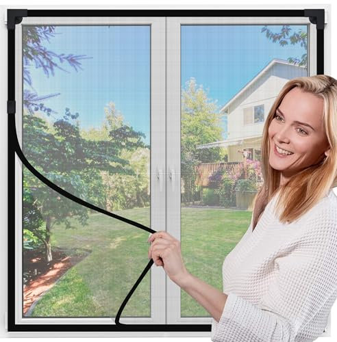 Mosquitera de Fibra de Vidrio para Ventana, 100x120cm, Ligera, Fácil Instalación, Adecuada para Decoración del Hogar (Marco Gris Malla Negra)