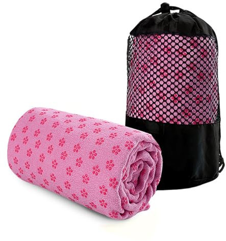 Yoga-Matten-Handtuch, schweißabsorbierender Bezug, schnell trocknend, rutschfeste Yoga-Handtücher, 61 x 183 cm, Mikrofaser, superweich, Pilates-Handtuch, Decke mit Netztasche für Bikram, Pilates,