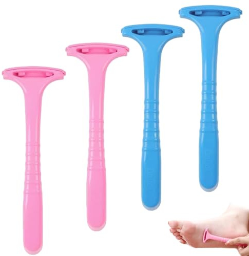 Raspador de pie para piel muerta, rastro de callos de plástico portátil de 4 piezas con manija cómoda, herramienta de cuidado de la piel lavable extraíble.