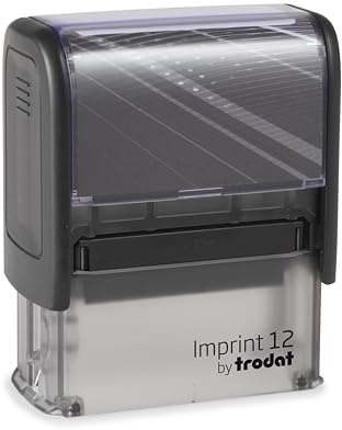Timbro Trodat Imprint 12 Timbro Autoinchiostrante Personalizzabile, 47x18 mm, per Ufficio, Aziende, Medici, Avvocati e Professionisti, 5 Righe di Testo (Nero)