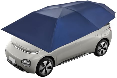 4,6 x 2,3 m tienda de campaña semiautomática para coche, cubierta de techo para coche, funda protectora para coche, portátil, tienda parasol plegable para coches con parasoles, UPF 30+ (azul marino)