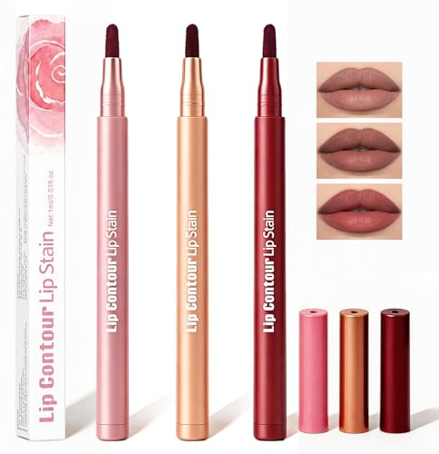 3 Juego Lip Liner Mate, Juego de Lápiz Delineador de Labios Resistente al Agua, Perfilador de Larga Duración, Trazo Preciso y Definición Natural